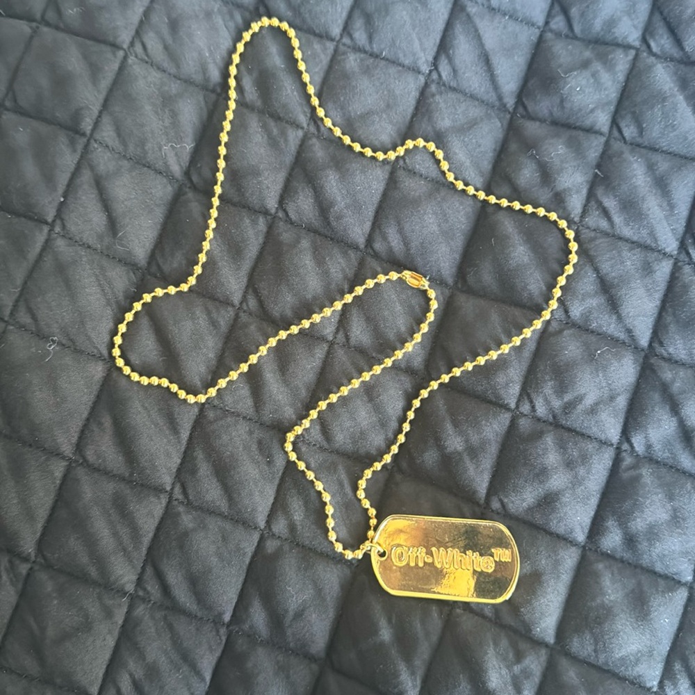 Off White SSENSE Exclusive Gold Logo Dog Tag Necklace